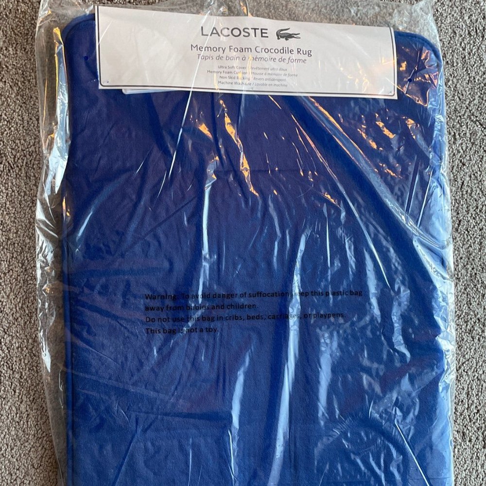 Lacoste Non- Slip Bath Mat memory foam NWT surf blue